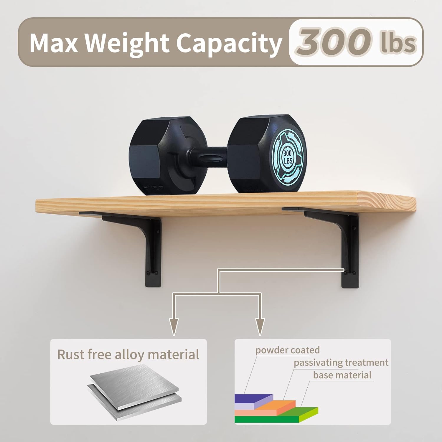 10"x 6"Shelf Bracket ,L Shelf Brackets,max Load 300lbs, Premium Alloy Metal Heavy Duty Shelf Bracket, high Strength Mounting Hardware Included, countertop Support,Corner Brace,Pack of 4.