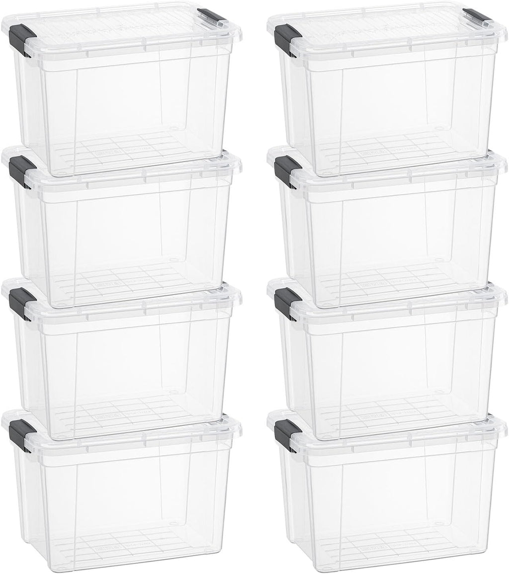 Superio Storage Bins with Lids- 8 Pack, 4.75 Qt Clear Boxes for Organizing, Stackable Plastic Containers- BPA Free, Non-Toxic, Odor Free, Organizer for Home, Office, Dorm