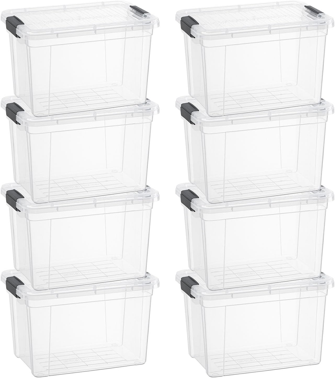 Superio Storage Bins with Lids- 8 Pack, 4.75 Qt Clear Boxes for Organizing, Stackable Plastic Containers- BPA Free, Non-Toxic, Odor Free, Organizer for Home, Office, Dorm