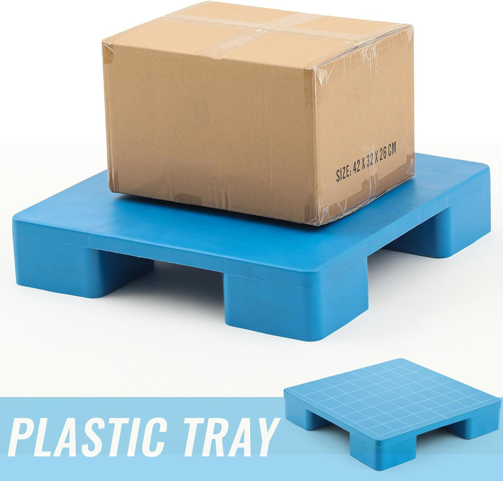 1 Pcs Plastic Pallet for Basement Storage Easy Stack Lightweight Floor Pallet Display Flooring Room Supermarket Christmas, Support up to 2000 Lbs (23.7'' L X 23.7'' W X 4.7'' H,Blue)