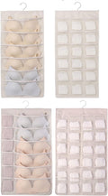 (Set of 2, 4 pockets with different layouts on each side) Double-sided storage hangers, bra storage, closet organization, underwear storage, space-saving, lightweight and durable (24+36pockets)