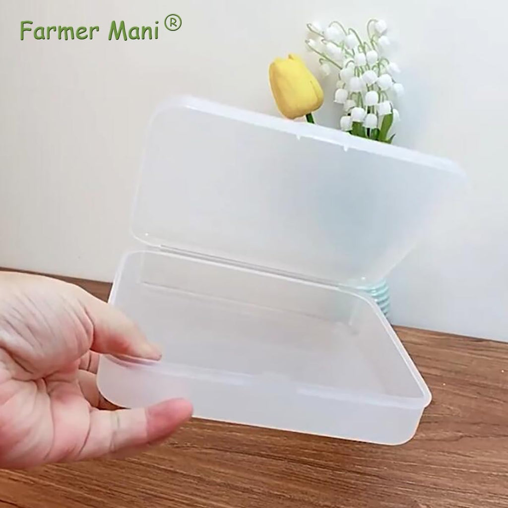 2 Pack (6.18x5.32x1.5 Inches) Rectangular Clear Frosted Plastic Box Containers with Buckle Lids,Rectangle Plastic Clear Storage Containers Box for Make Up,Eye,Pills,Gems,Beads,Jewelry,Small Items