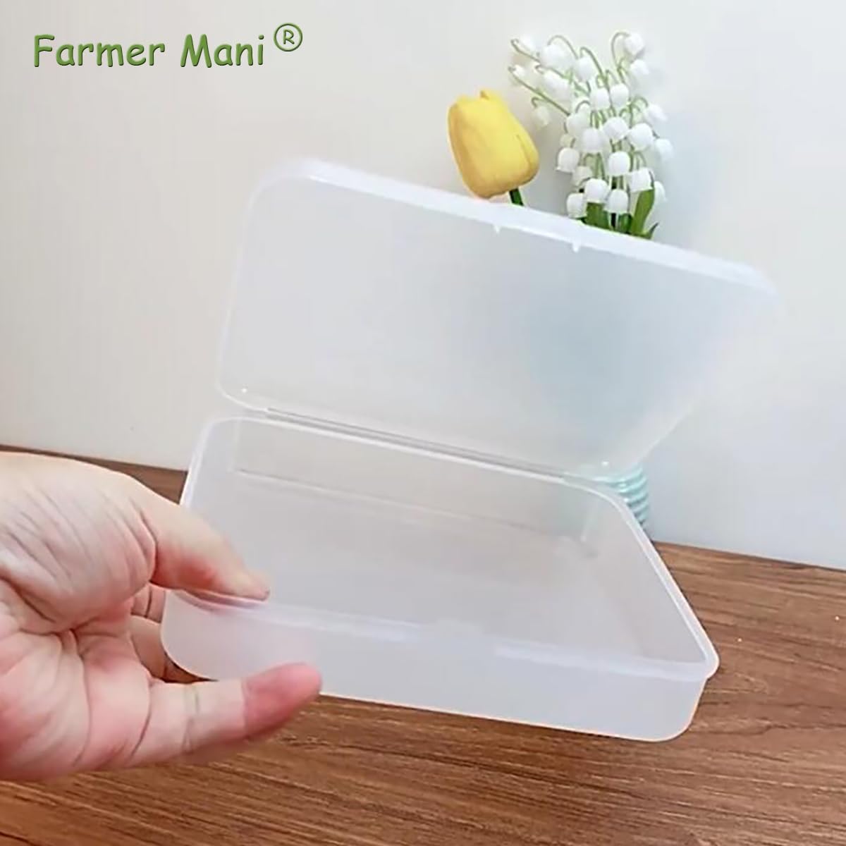 2 Pack (6.18x5.32x1.5 Inches) Rectangular Clear Frosted Plastic Box Containers with Buckle Lids,Rectangle Plastic Clear Storage Containers Box for Make Up,Eye,Pills,Gems,Beads,Jewelry,Small Items