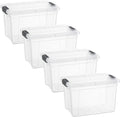 Superio Clear Storage Boxes with Lids, 8.75 Quart Plastic Container Bins for Organizing, Stackable Crates, BPA Free, Non Toxic, Odor Free, Organizers for Home, Office and Dorm, 4 Pack