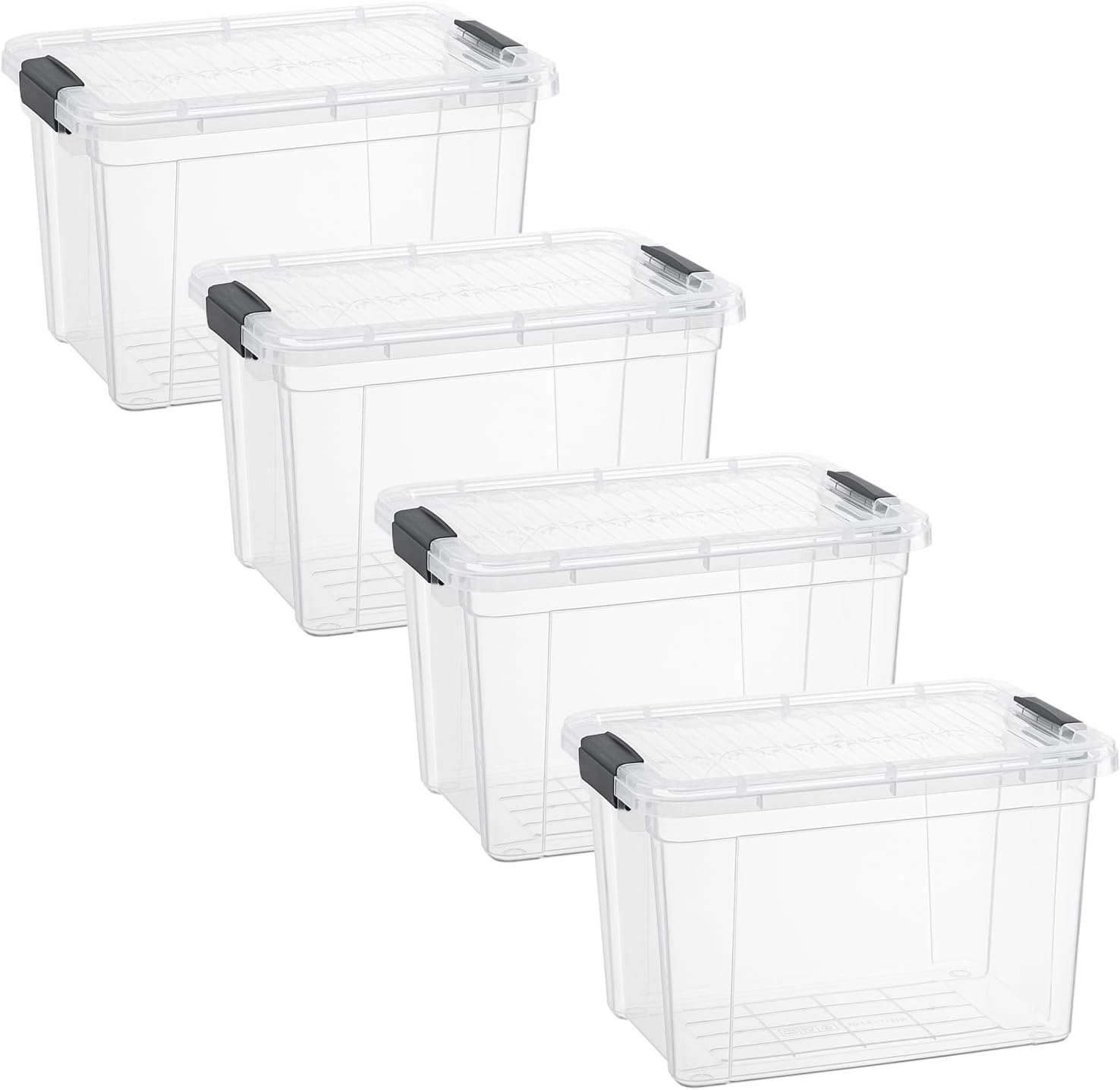 Superio Clear Storage Boxes with Lids, 8.75 Quart Plastic Container Bins for Organizing, Stackable Crates, BPA Free, Non Toxic, Odor Free, Organizers for Home, Office and Dorm, 4 Pack
