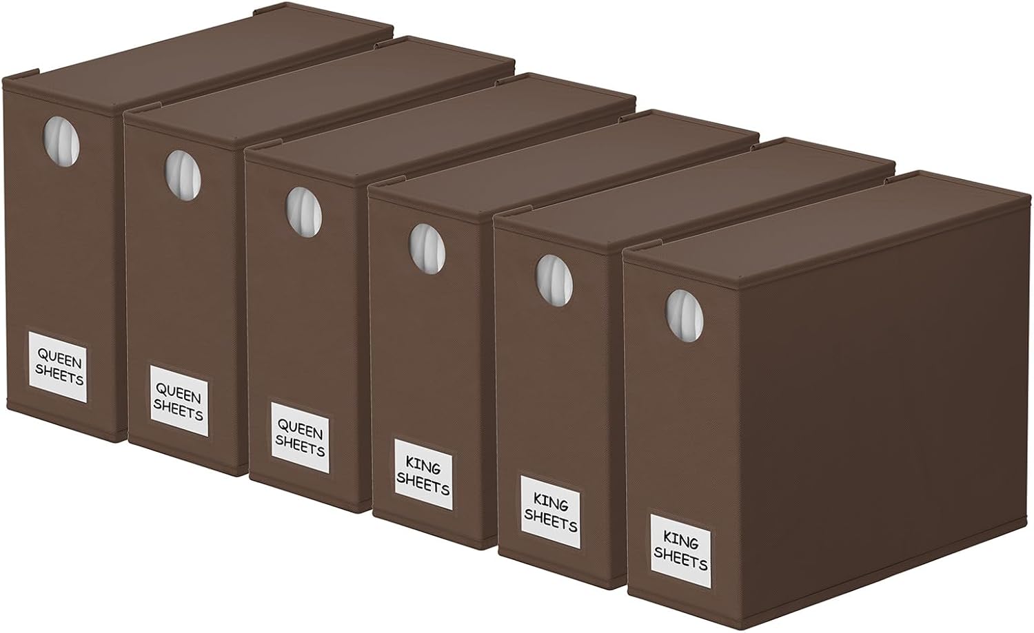 SpaceAid 6 Pack Bed Sheet Organizers and Storage, Foldable Sheet Organizer with Window for Linen Closet, Set Folder Keeper for Queen & King Size Bedding Storage (Brown)