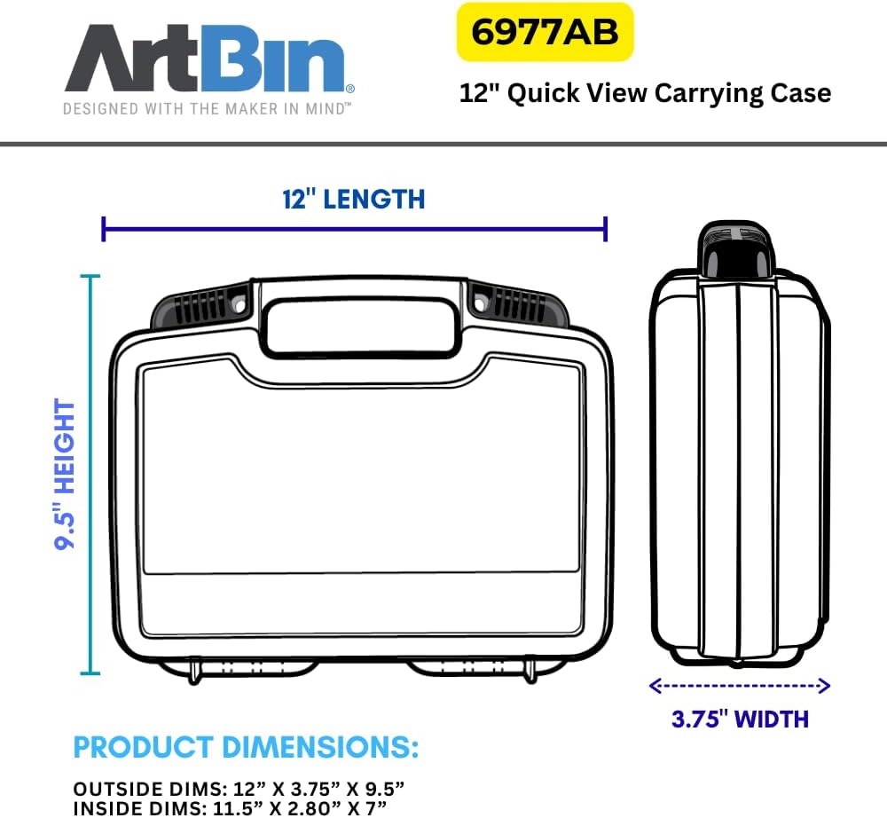ArtBin 6977AB 12 inch Quick View Deep Base Carrying Case, Portable Art & Craft Organizer with Handle, [1] Plastic Storage Case, Translucent