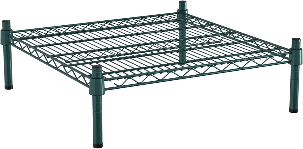 24" x 24" NSF Green Wire Stationary Dunnage Storage Rack with 8" Posts Ideal for Commercial Kitchen Home Garage Warehouse Shelters