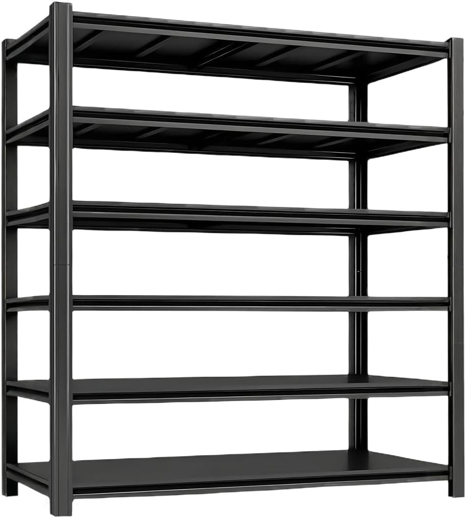 Industrial Storage Rack,Heavy-Duty Steel Shelving Unit,6-Tier Multi-Purpose Garage Organization System Black 83" H x 54.5" W x 22.8" D