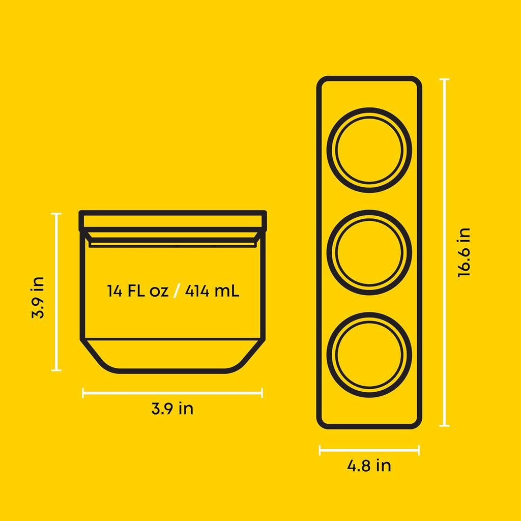 JoyJolt Holden 14oz Stackable Glass Storage Containers with Lids and Wooden Tray, Small Airtight Food Canister Set of 3 with Acacia Wood Lids, Round Clear Stacking Pantry and Kitchen Containers