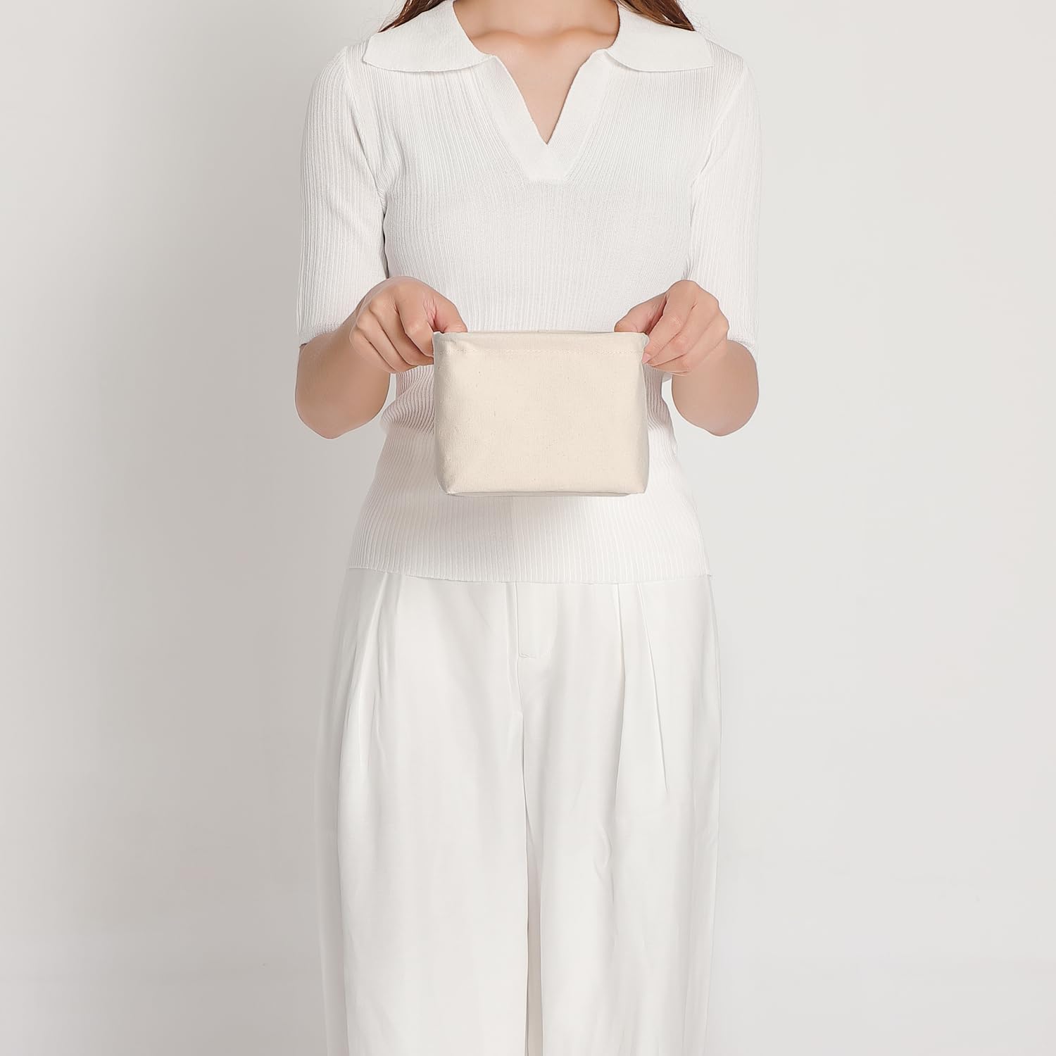 Foldable Storage Bins with Lids Cotton Canvas Rectangular Storage Box Ideal for Organization Lightweight and Durable (7.48 x 5.91 x 4.72)