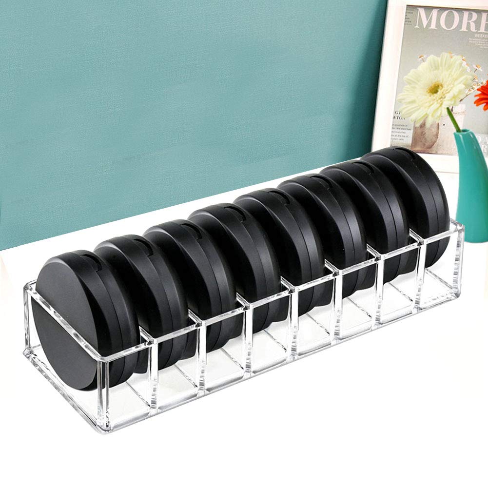 Weiai Clear Acrylic Compact Organizer, Blushes Highlighters Eyeshadow Powder Makeup Organizer Holder for Vanity, 8 Slots