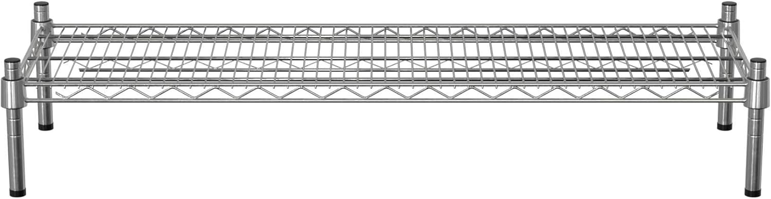 14" x 42" NSF Chrome Wire Stationary Dunnage Storage Rack with 8" Posts, Ideal for Commercial Kitchen, Home, Garage, Warehouse, Shelters