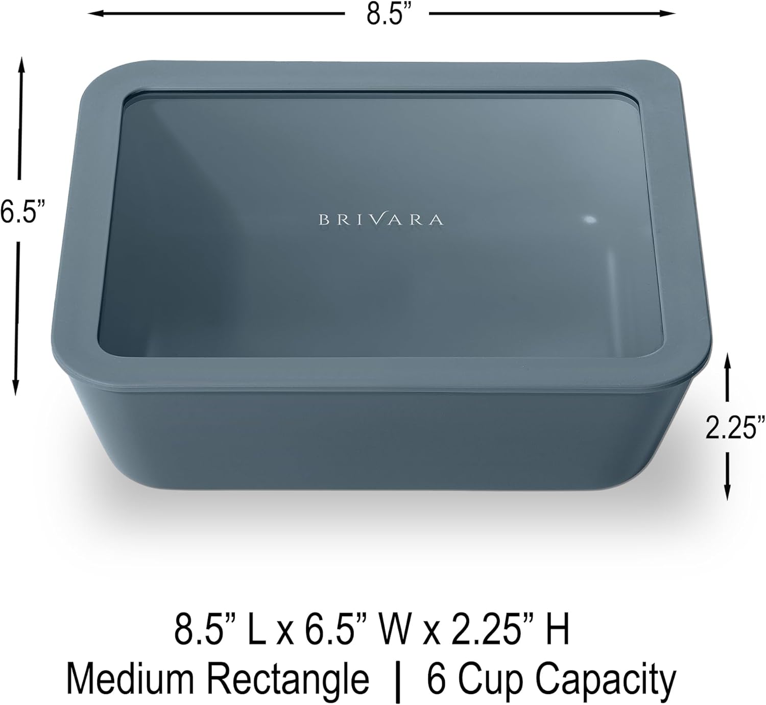 Ceramic Coated Glass Food Storage Container | No PTFE, PFOA, PFAS, and BPA | Reusable Non Toxic Meal Prep Container with Glass Lid | Easy To Store | 6 Cup Rectangle [Dusk]