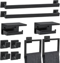 10 Pieces Black Towel Bar Set Bathroom Hardware Accessories Set Upgraded Toilet Paper Holder with Shelf Towel Holder Set for Bathroom Stainless Steel Wall Mounted 23.6in