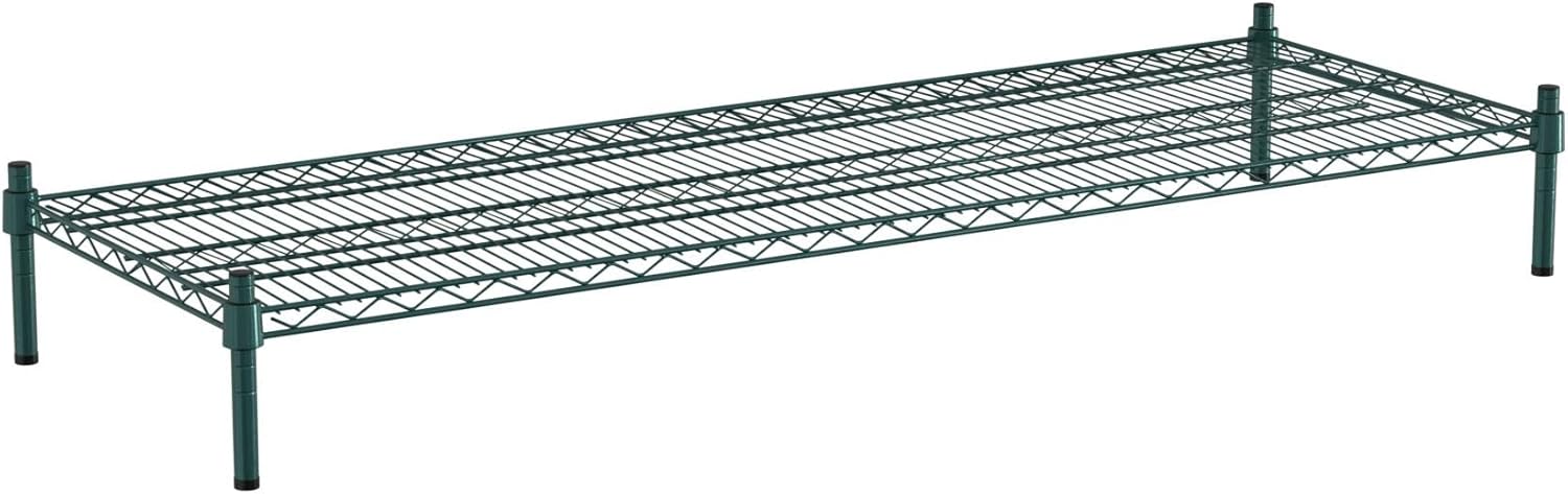 21" x 60" NSF Green Wire Stationary Dunnage Storage Rack with 8" Posts Ideal for Commercial Kitchen Home Garage Warehouse Shelters