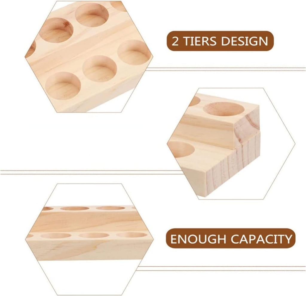 2 Pcs Wooden Essential Oil Display Stand 2 layer Tabletop Essential Oils Perfume Storage Racks Oil Bottles Holder Essential Oil Organizer Nail Polish Shelf for Organizing Displaying
