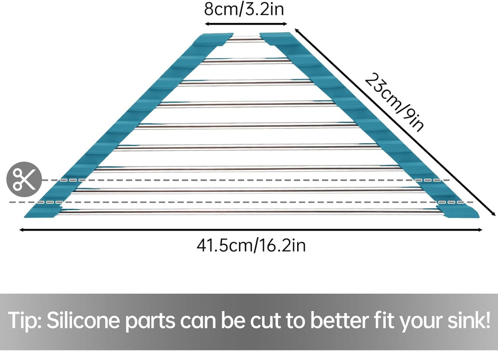 Tomorotec Triangle Roll-Up Dish Drying Rack for Sink Corner Small Foldable Stainless Steel Over The Sink Multipurpose Kitchen Drainer Caddy Organizer Storage Shelf Holder (Dark Green)