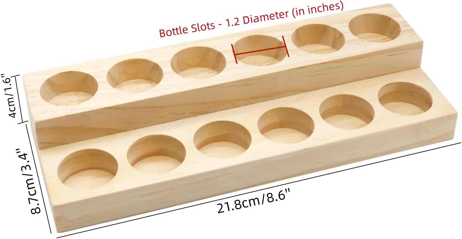 2 Pcs Wooden Essential Oil Display Stand 2 layer Tabletop Essential Oils Perfume Storage Racks Oil Bottles Holder Essential Oil Organizer Nail Polish Shelf for Organizing Displaying
