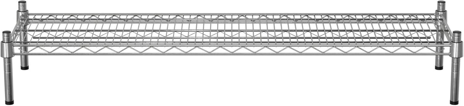 14" x 48" NSF Chrome Wire Stationary Dunnage Storage Rack with 8" Posts, Ideal for Commercial Kitchen, Home, Garage, Warehouse, Shelters