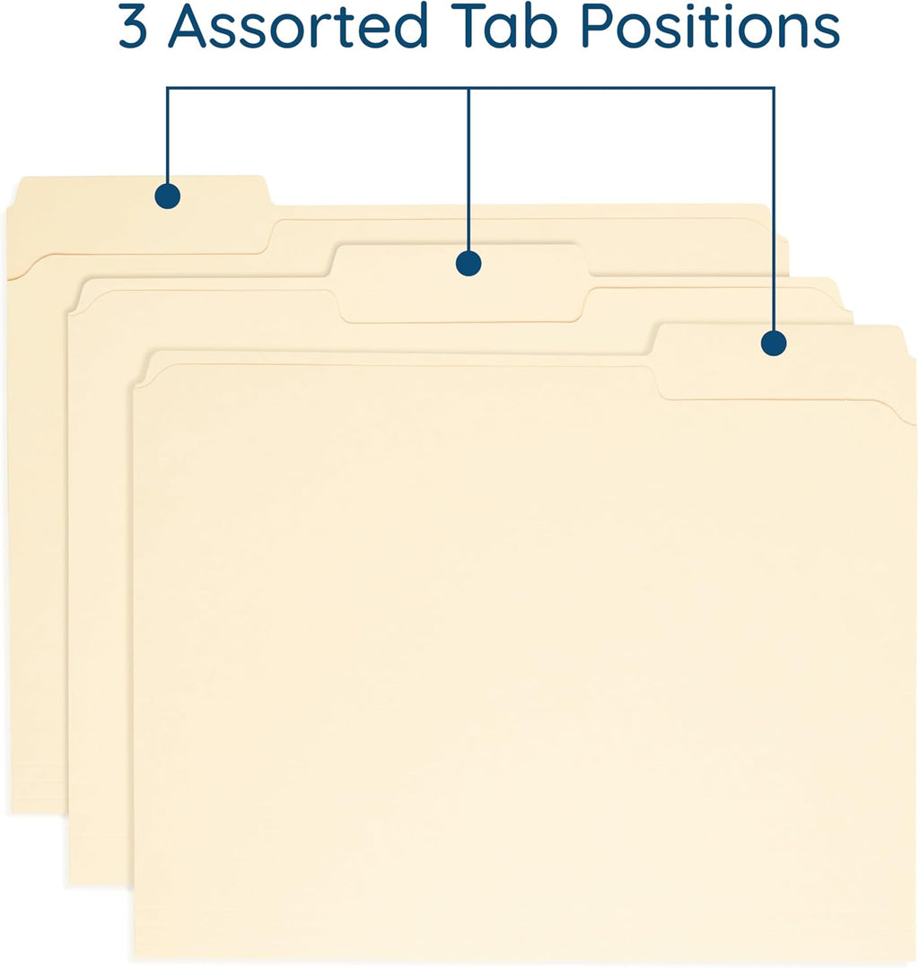 100 Blue Summit Supplies Heavy Duty File Folders Letter Size with 1/3 Cut Reinforced Tabs, Thick 14pt Manila Paper, Heavy Duty Manila Folders for Office, Home, or Classroom