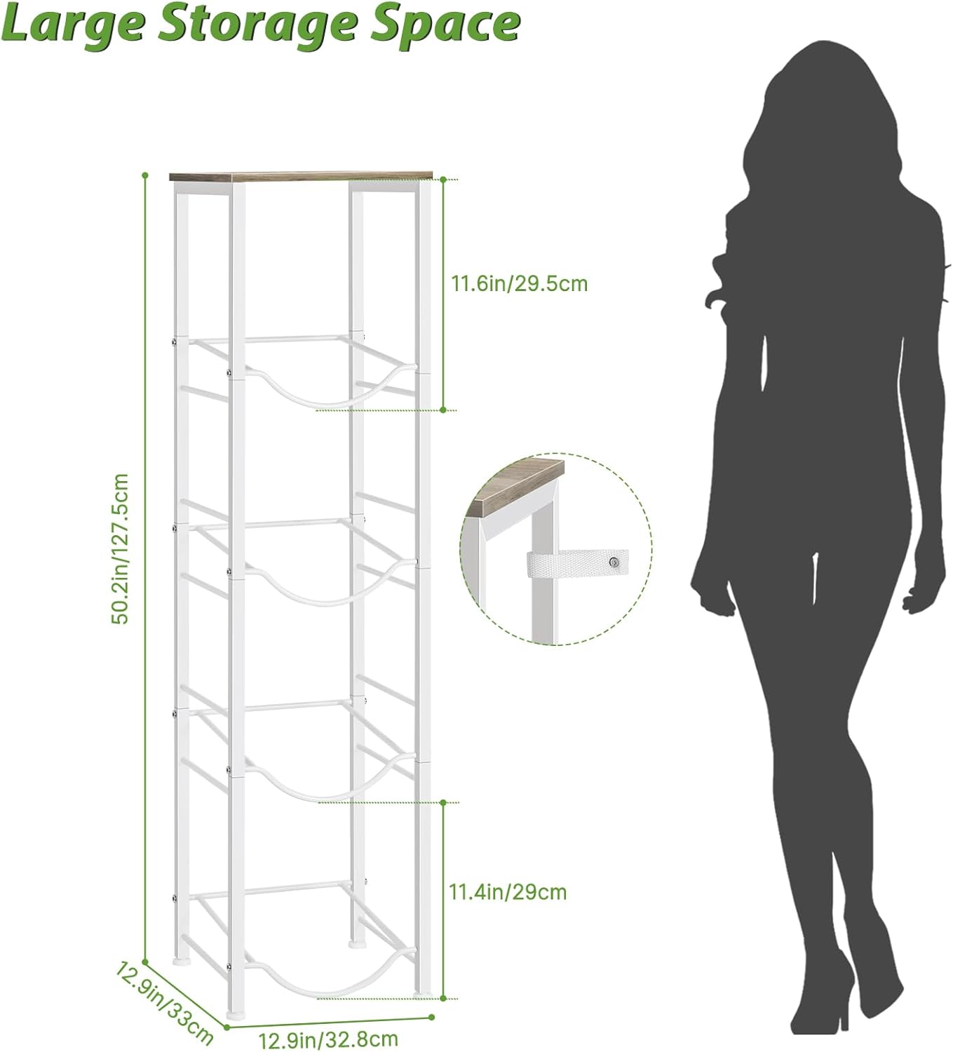 Smusei 5 Gallon Water Bottle Holder - 4 Tier Heavy Duty Water Jug Rack with Top Shelf, Detachable Dispenser Stand Organizer