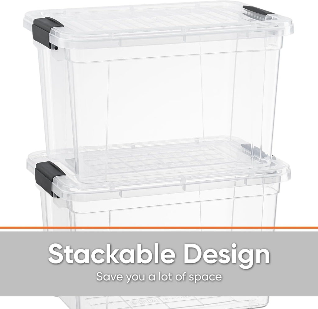 Superio Clear Storage Boxes with Lids, 4.75 Quart Plastic Container Bins for Organizing, Stackable Crates, BPA Free, Non Toxic, Odor Free, Organizers for Home, Office and Dorm, 8 Pack