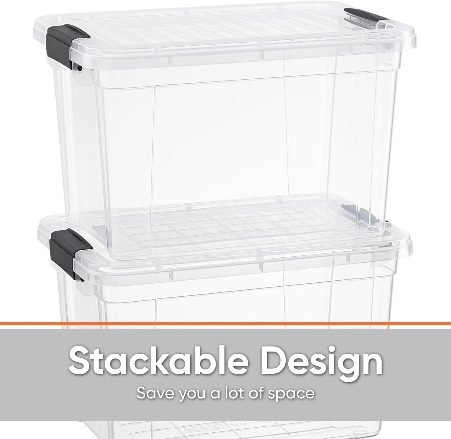 Superio Clear Storage Boxes with Lids, 4.7 Quart Plastic Container Bins for Organizing, Stackable Crates, BPA Free, Non Toxic, Odor Free, Organizers for Home, Office and Dorm, 4 Pack