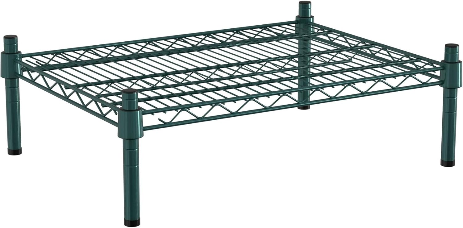 18" x 24" NSF Green Wire Stationary Dunnage Storage Rack with 8" Posts Ideal for Commercial Kitchen Home Garage Warehouse Shelters