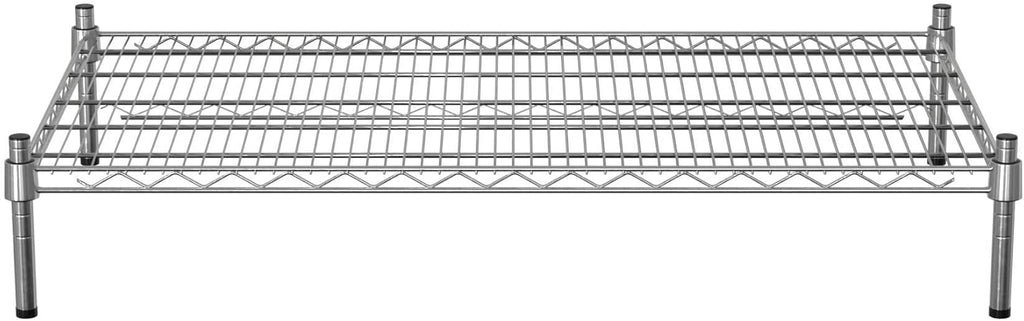 24" x 42" NSF Chrome Wire Stationary Dunnage Storage Rack with 8" Posts, Ideal for Commercial Kitchen, Home, Garage, Warehouse, Shelters