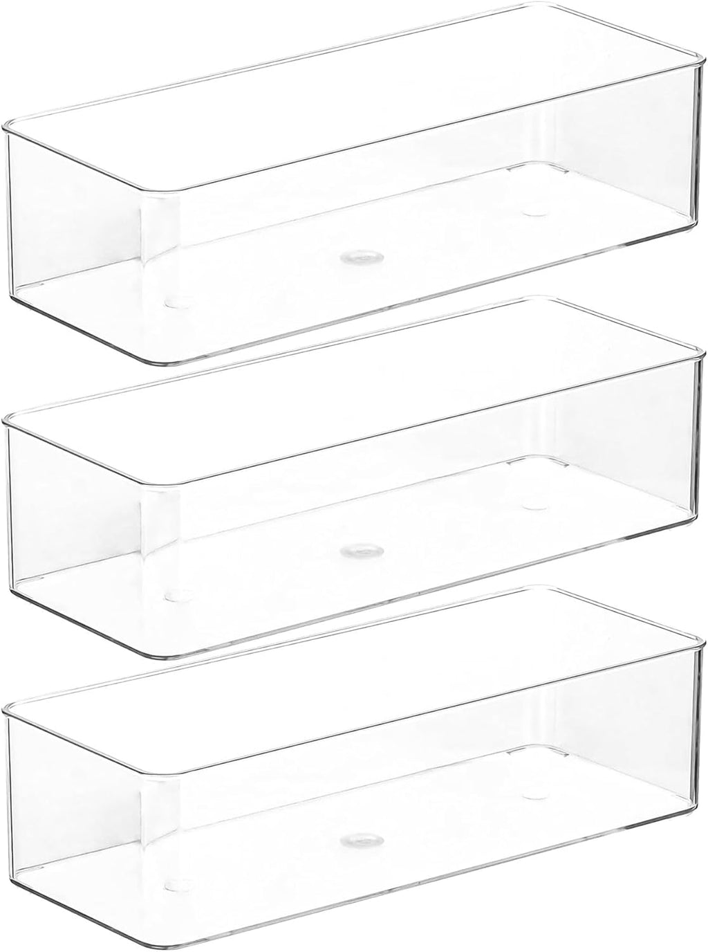 Acrylic Makeup Brush Organizers,3 Pack 1 Section 1 Compartments Transparent Plastic Lipstick Holder Clear 9.13x3.54x2.36 Inches Storage Square Cube for Bathroom Jewelry Accessories