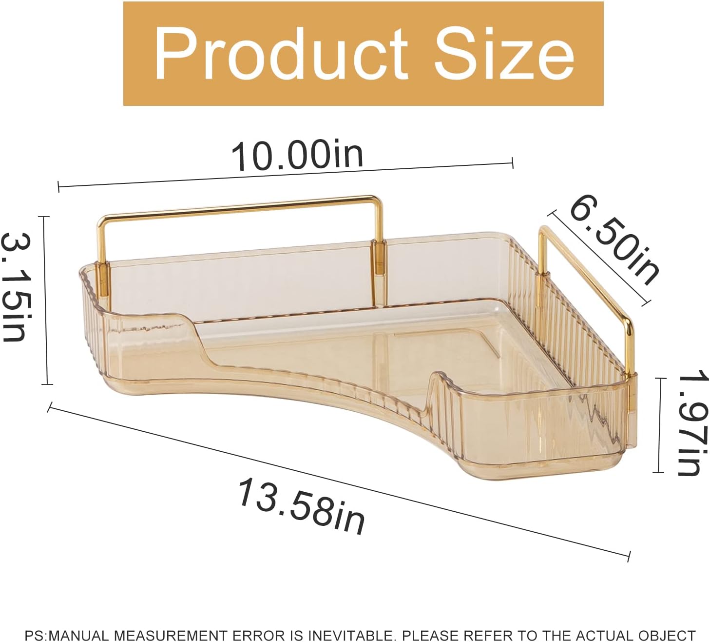 Corner Bathroom Countertop Organizer, Vanity Organizer Trays for Counter, Makeup Organizers, Perfume Tray, Skincare Shelf Storage Gifts for Women Girl Student (Yellow, 1 Tier)