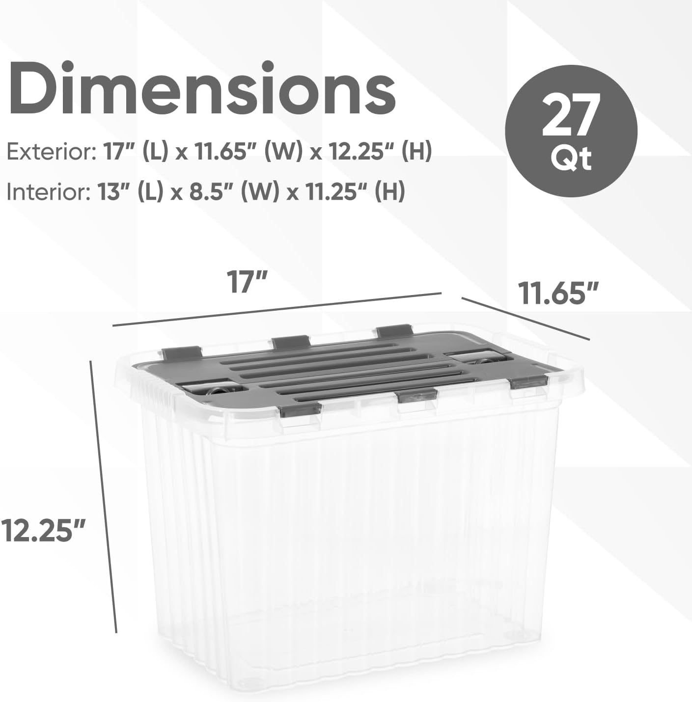 Superio 26 L Deep Storage Container with Hinged Lid 27.5 Quart (2 Pack)