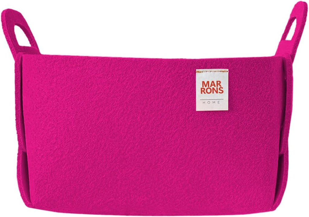Collapsible Felt MAGENTAPINK Storage Bin Small 7.1"x5.1"x5.1" – Foldable Basket with Handles for Closet, Toy Storage, Laundry Room Organization, Decorative Storage Baskets for Shelves, Nursery