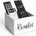 Wood Remote Control Holder, TV Remote Control Organizer for Home Bedroom Table, Multi-Purpose Desktop Storage (White, M,for 3+ Remote Controls)