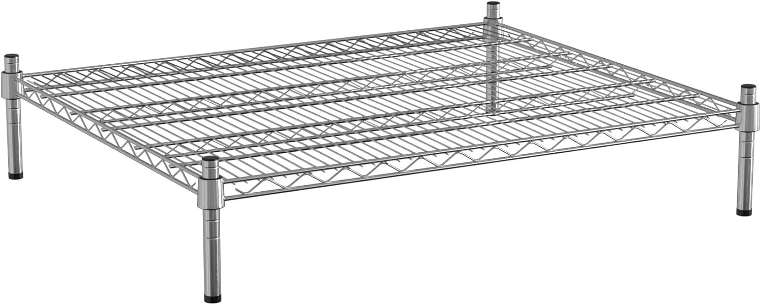 30" x 36" NSF Chrome Wire Stationary Dunnage Storage Rack with 8" Posts, Ideal for Commercial Kitchen, Home, Garage, Warehouse, Shelters