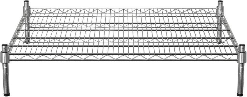 30" x 36" NSF Chrome Wire Stationary Dunnage Storage Rack with 8" Posts, Ideal for Commercial Kitchen, Home, Garage, Warehouse, Shelters