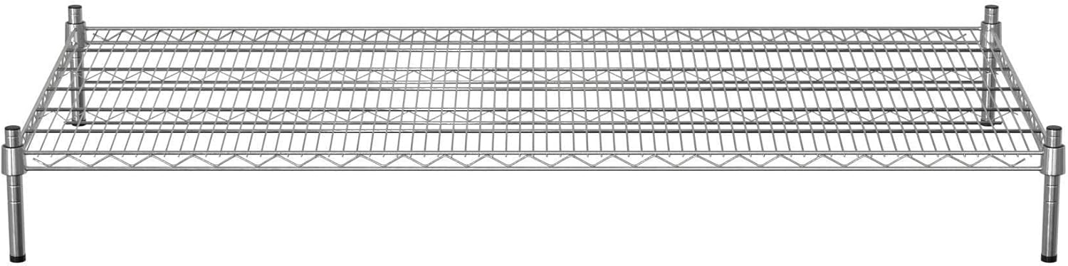30" x 60" NSF Chrome Wire Stationary Dunnage Storage Rack with 8" Posts, Ideal for Commercial Kitchen, Home, Garage, Warehouse, Shelters