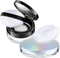 Cunhill 2 Pcs Loose Powder Container with Puff 0.17/0.7 oz Reusable Plastic Empty Case Portable DIY Makeup Powder Container Compact Case with Mirror and Net Sifter(Neon,Black)