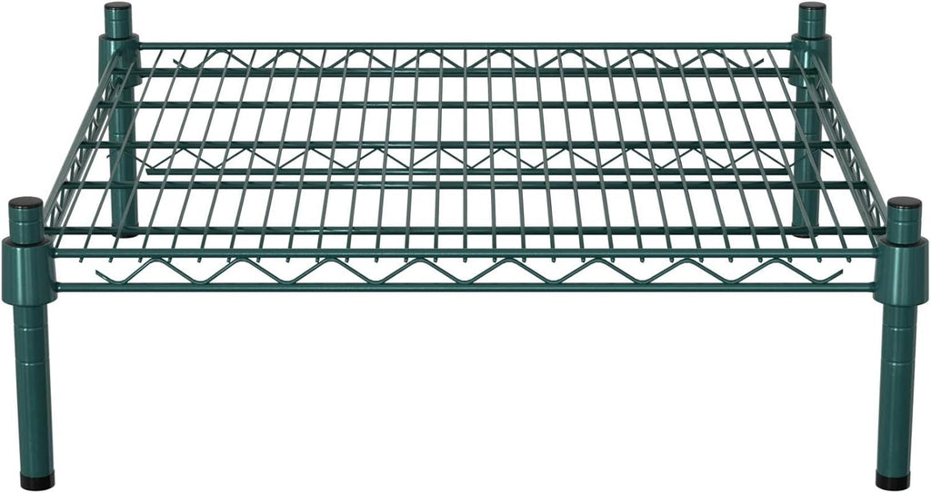 24" x 24" NSF Green Wire Stationary Dunnage Storage Rack with 8" Posts Ideal for Commercial Kitchen Home Garage Warehouse Shelters