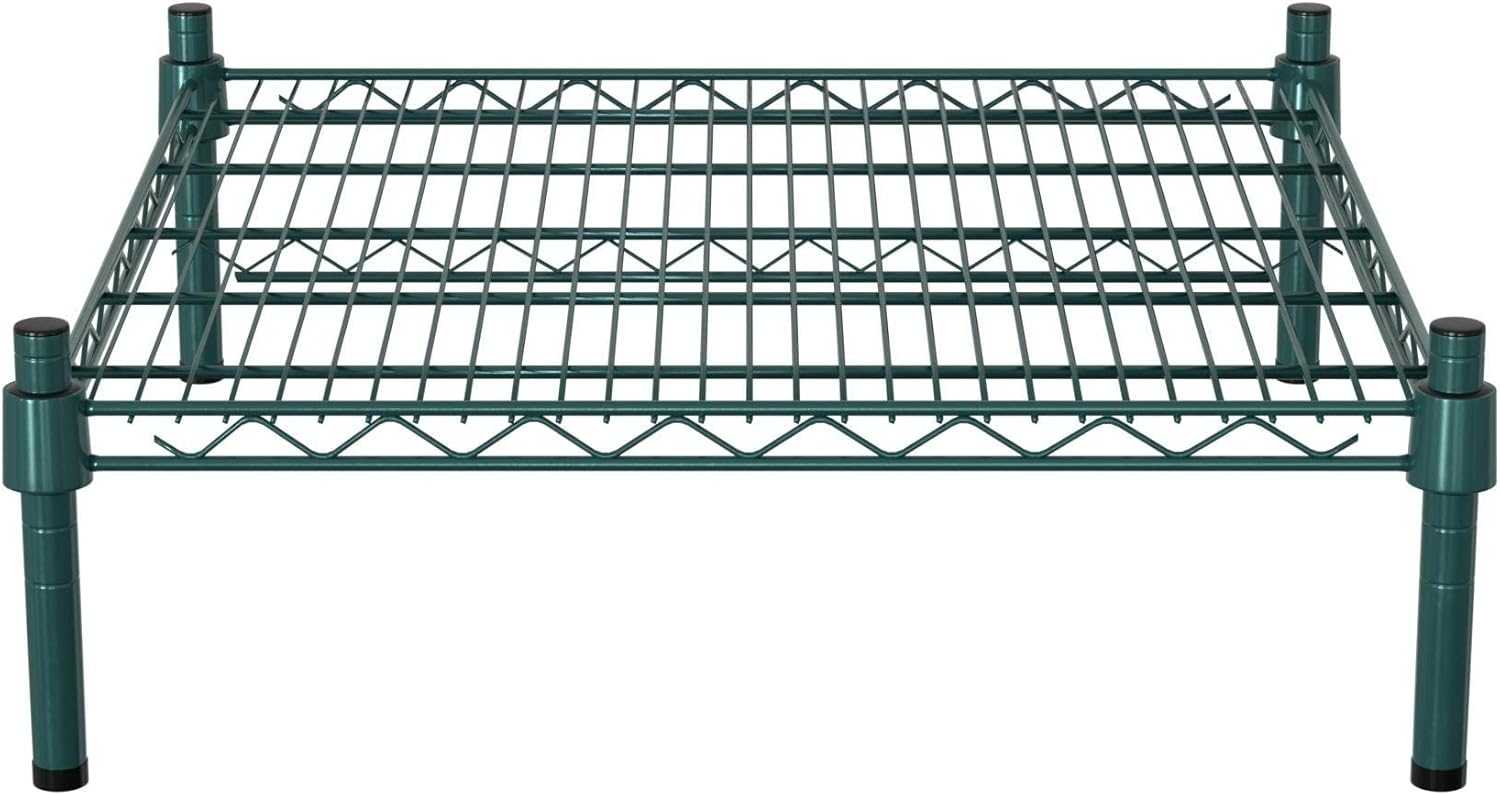 24" x 24" NSF Green Wire Stationary Dunnage Storage Rack with 8" Posts Ideal for Commercial Kitchen Home Garage Warehouse Shelters