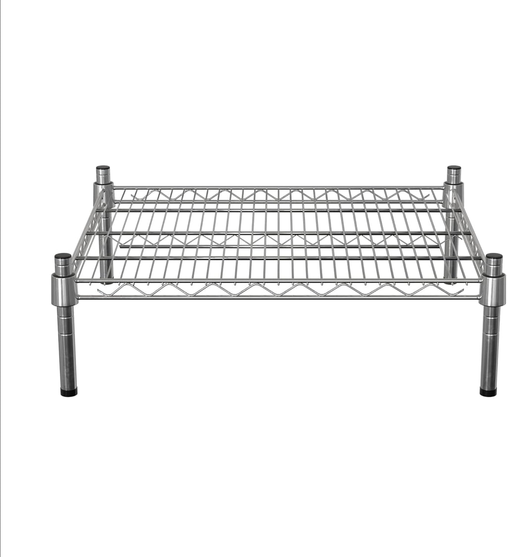 21" x 24" NSF Chrome Wire Stationary Dunnage Storage Rack with 8" Posts, Ideal for Commercial Kitchen, Home, Garage, Warehouse, Shelters