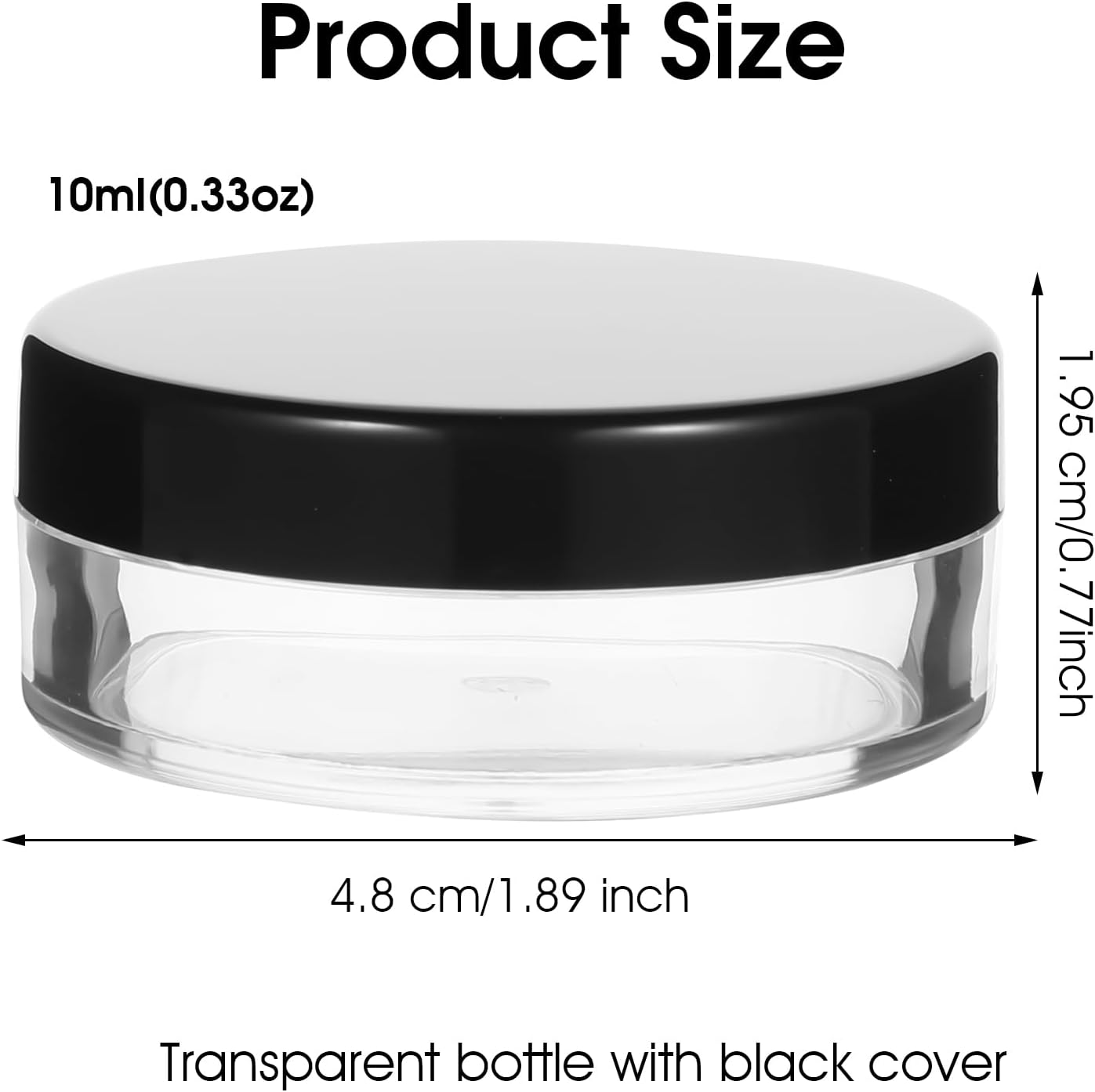 6pcs 10ml/0.34oz Refillable Loose Powder Containers Plastic Empty Travel Small Loose Powder Compact Reusable No Leak Compact with Rotatable Sifter And Black Screw Lid