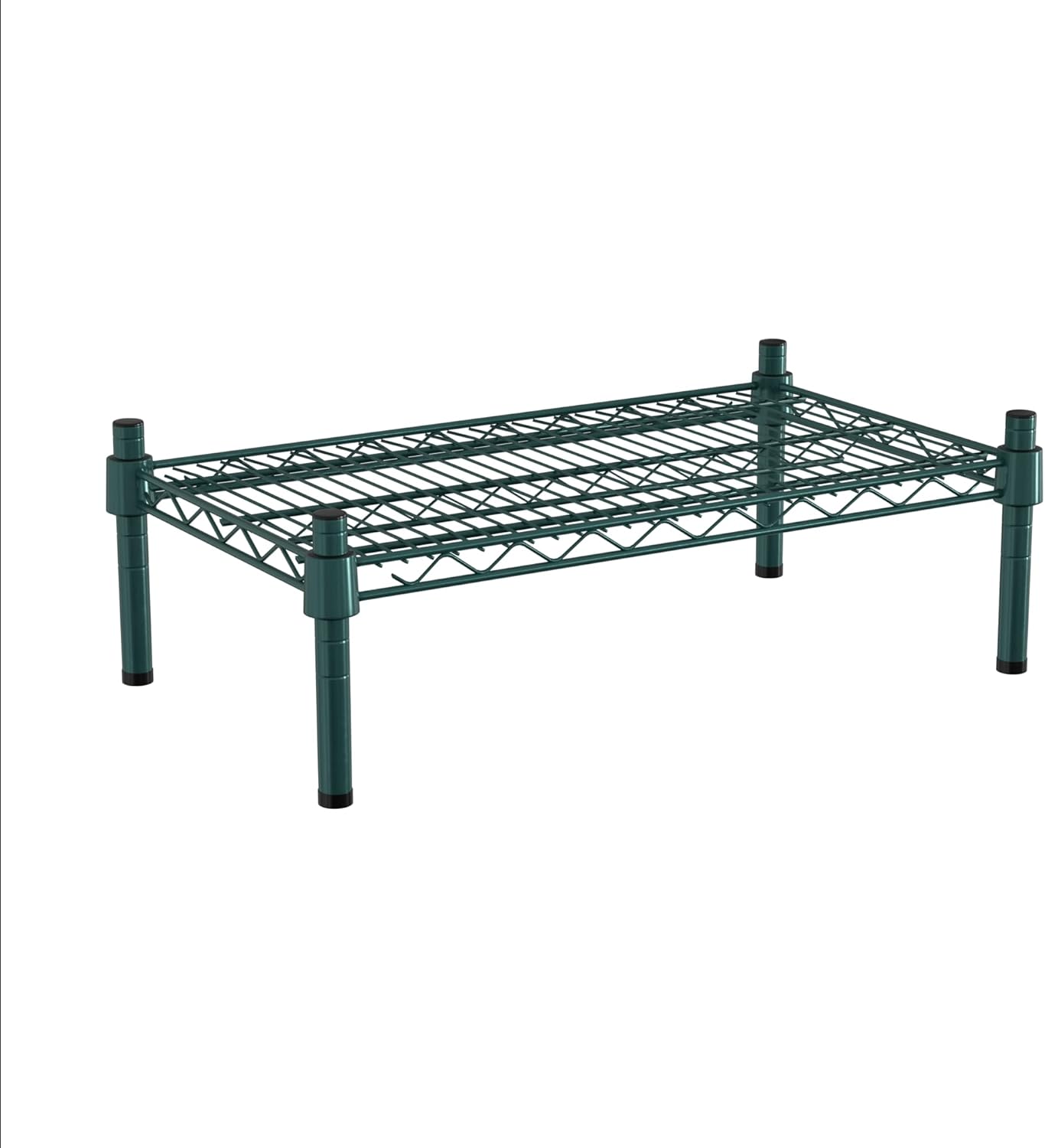 14" x 24" NSF Green Wire Stationary Dunnage Storage Rack with 8" Posts Ideal for Commercial Kitchen Home Garage Warehouse Shelters