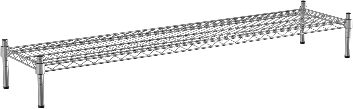 14" x 60" NSF Chrome Wire Stationary Dunnage Storage Rack with 8" Posts, Ideal for Commercial Kitchen, Home, Garage, Warehouse, Shelters