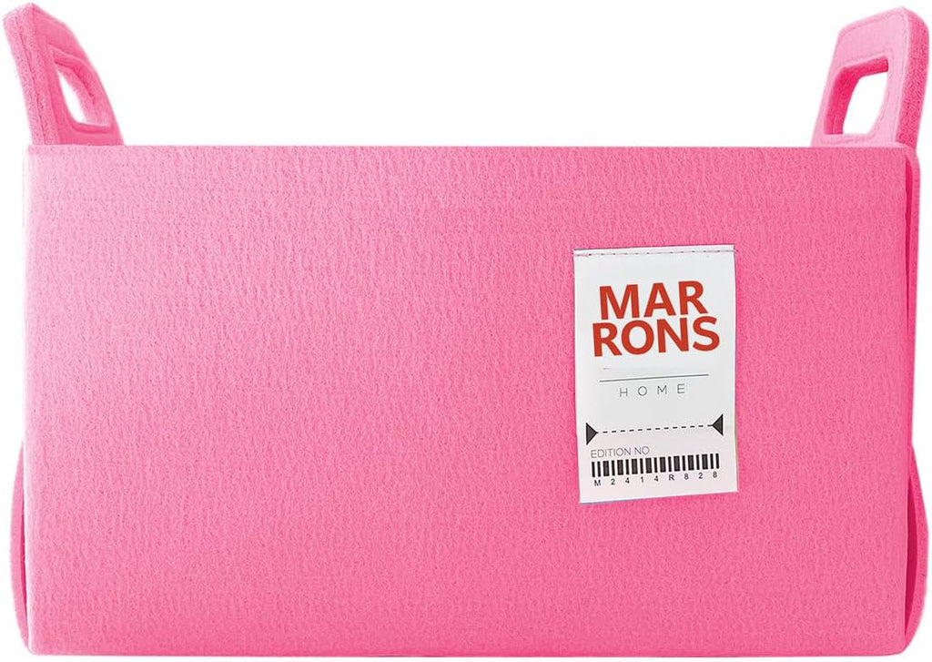 Collapsible Felt PINK Storage Bin Medium 11"x7.1"x7.1" – Foldable Basket with Handles for Closet, Toy Storage, Laundry Room Organization, Decorative Storage Bins for Shelves, Cube Storage