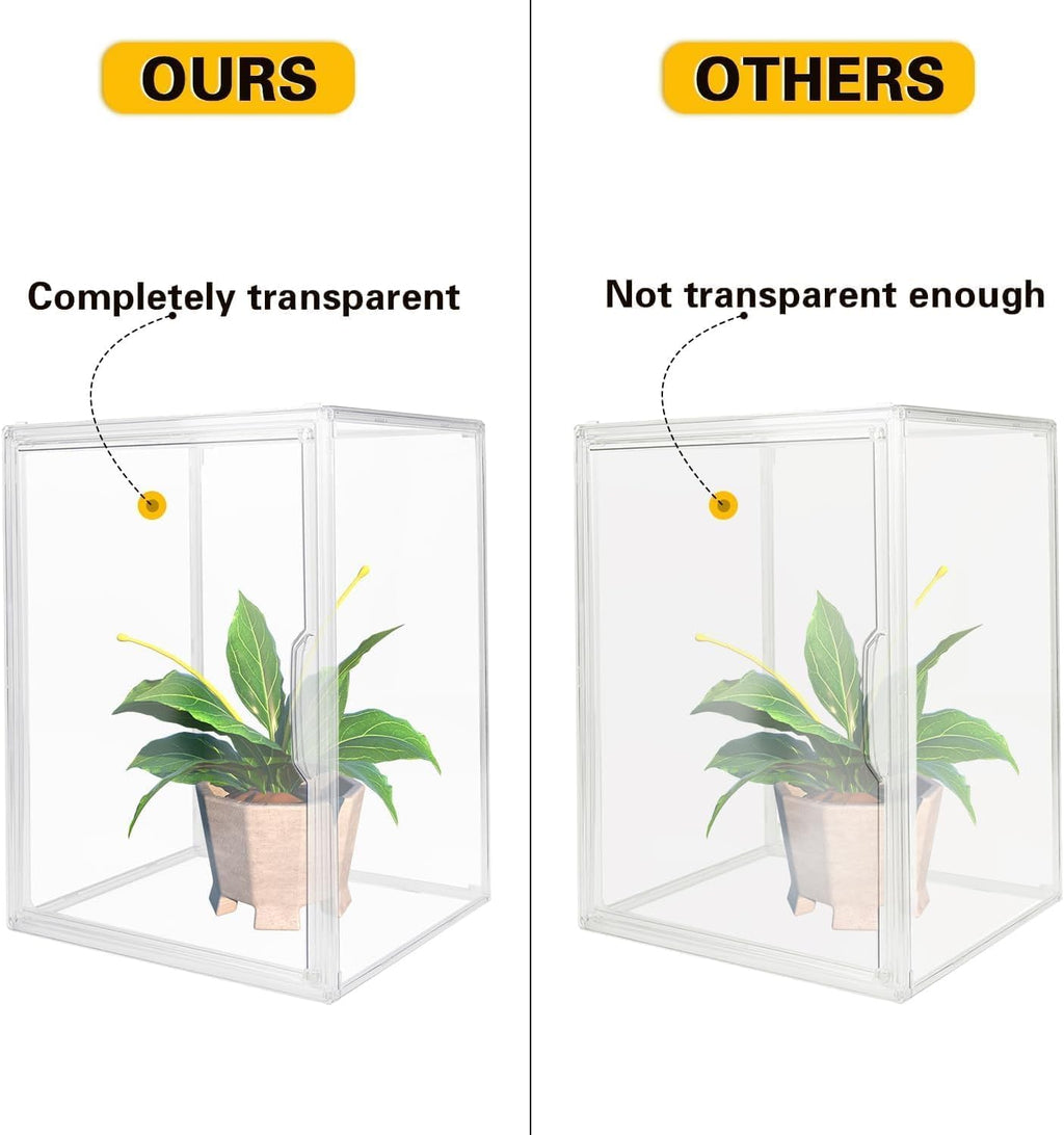 Clear Stackable Plastic Storage Bins with Magnetic Lid, Dustproof Book & Cosmetic Display Cases, Large Figures Collectibles Showcase, Shoe Box, Protection Organizer (Clear-L-3 Pack)
