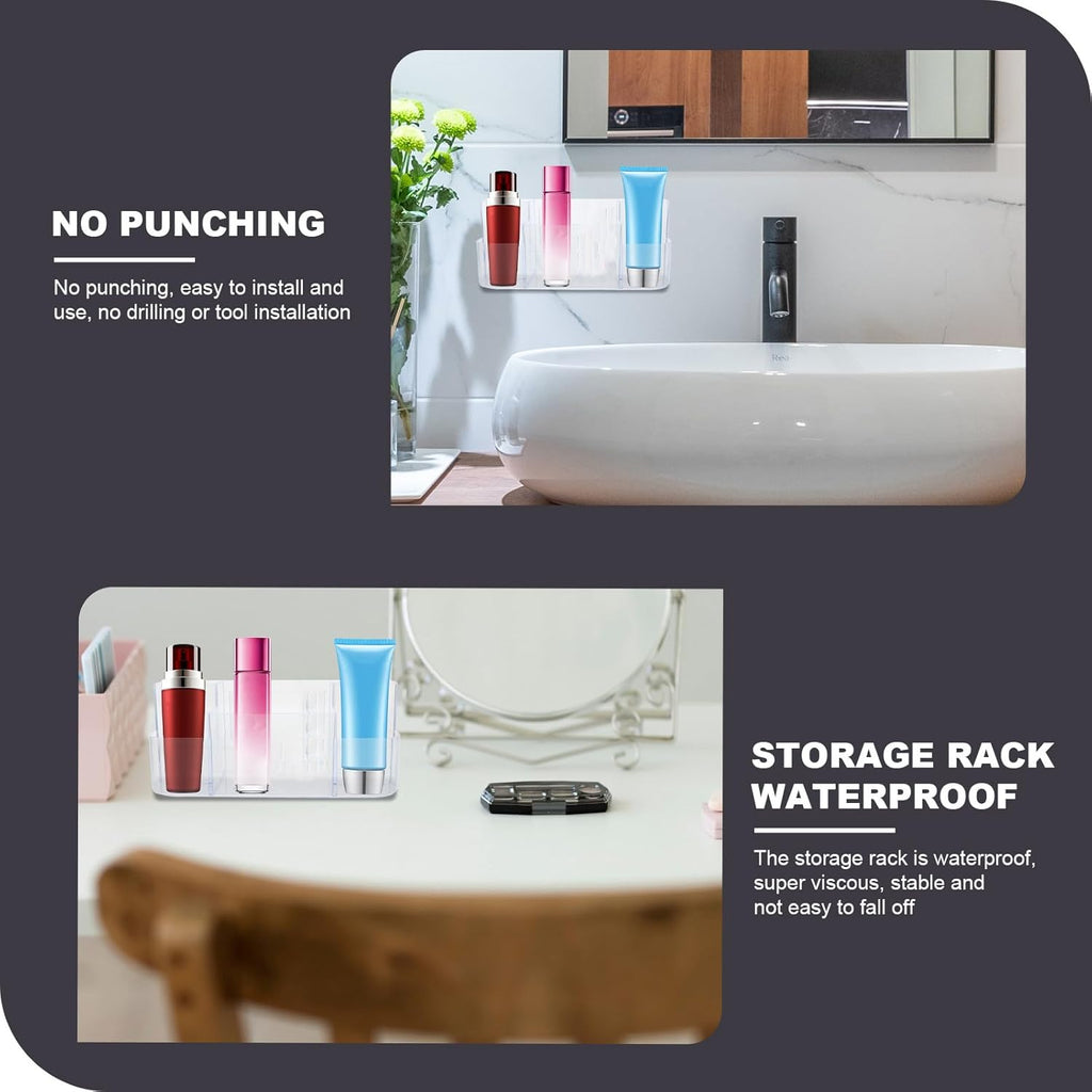 Wall-mounted Toiletry Case Transparent Multi-grid Cosmetic Storage Box for Bathroom Makeup Organizer Holder Easy Install and Spacious Vanity Storage