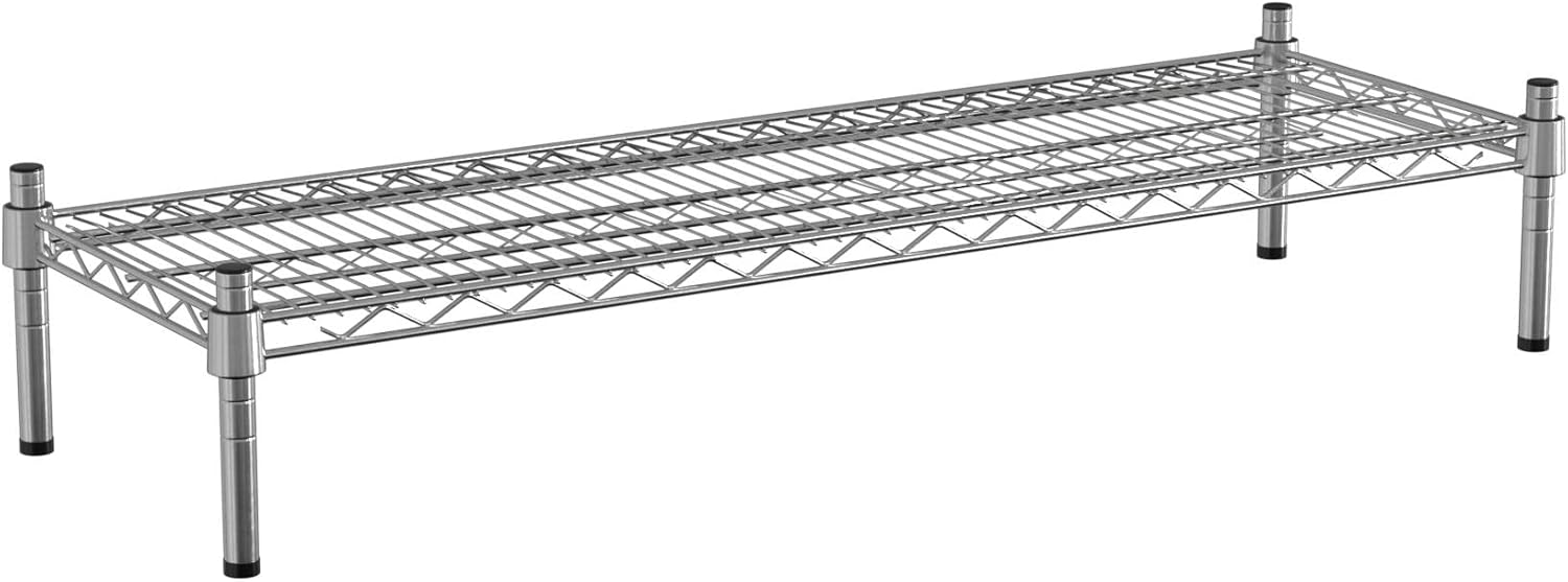 14" x 42" NSF Chrome Wire Stationary Dunnage Storage Rack with 8" Posts, Ideal for Commercial Kitchen, Home, Garage, Warehouse, Shelters