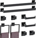 10-Piece Matte Black Bathroom Hardware Accessories Set Black Towel Bar Set Towel Holder Set Stainless Steel Wall-Mounted Towel Rack Set for Bathroom,23.6 Inch Towel Bar